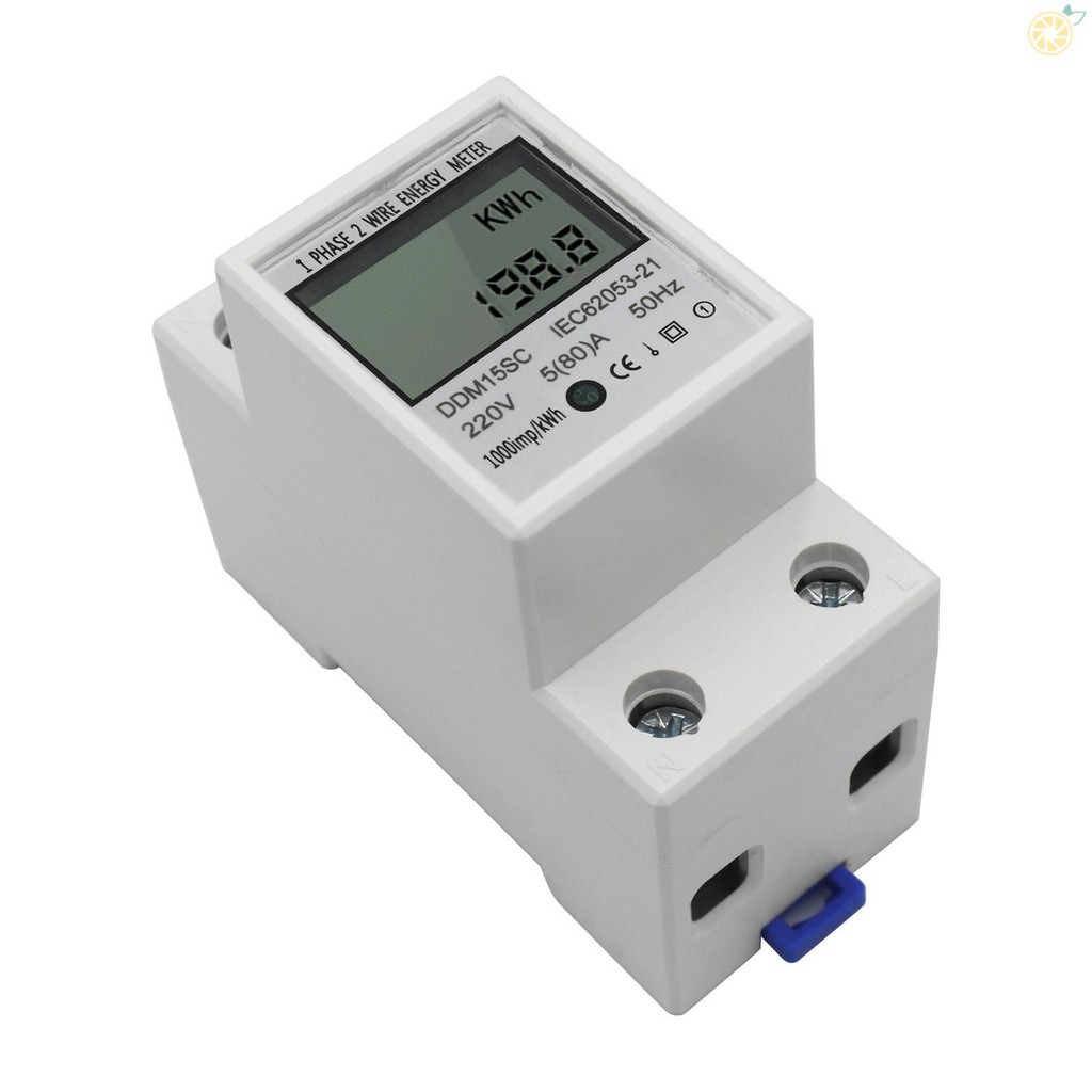 micc-LCD Digital Display Single Phase DIN-Rail Energy Meter 5-80A 220V 50Hz Electronic KWh Meter Power Consumption Monitor DDM15SC