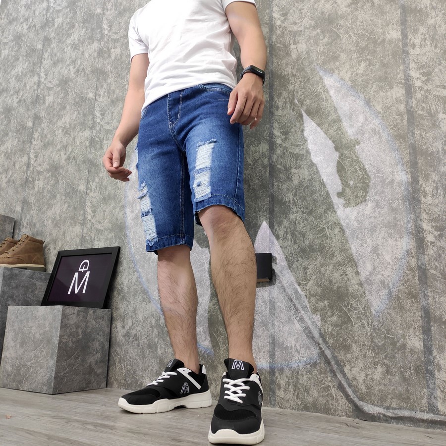 [Mã FAMALLT5 giảm 15% đơn 150K] Quần short jeans nam xanh rách vải dày Q418 MĐ | WebRaoVat - webraovat.net.vn