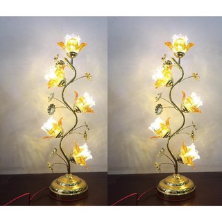 2 Cây Đèn Thờ Hoa Sen 5 Bông Thủy Tinh Pha Lê Cao Cấp 75 Cm-đèn để ban thờ đẹp,giá rẻ-bảo hành 124 tháng