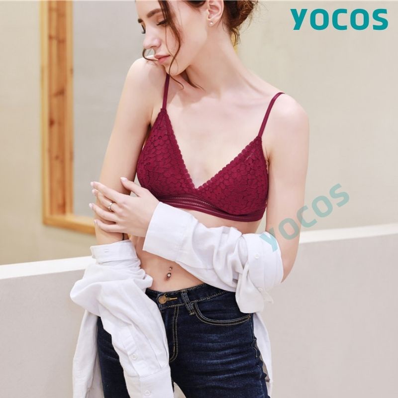 Áo ngực không gọng, áo lót hai dây mút mỏng có ren YOCOS BRA037