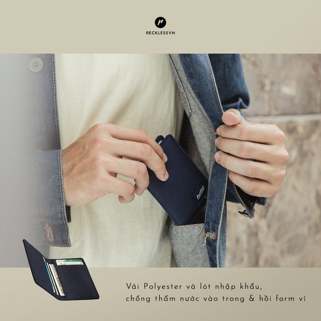[Mã LT50 giảm 50k đơn 250k] Ví Vải Mini Đựng Thẻ Màu Trơn Reckless Danny Wallet Polyester Kháng Nước