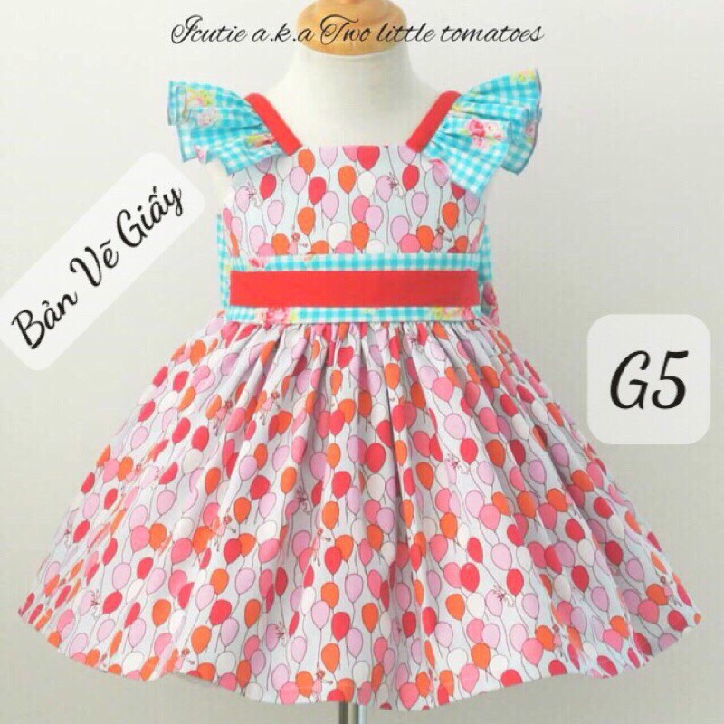 G5👗BẢN VẼ RẬP GIẤY TỰ MAY ĐẦM BÉ GÁI (Size 1-12 tuổi)