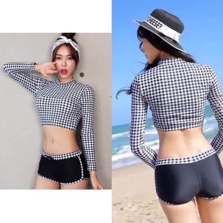 SẴN Áo Crtop Tay Dài Sẵn Mút Ngực Áo Bơi Nữ Lẻ Nhiều mẫu ་