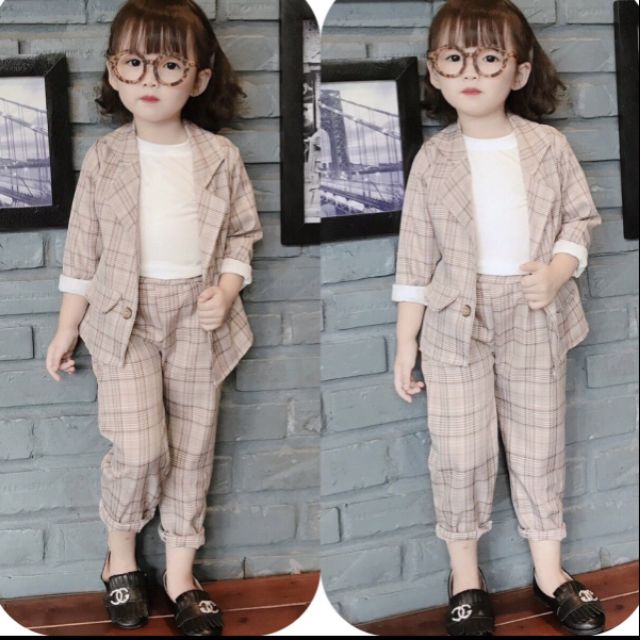 Sét trang phục kẻ caro bé trai bé gái siêu hót
