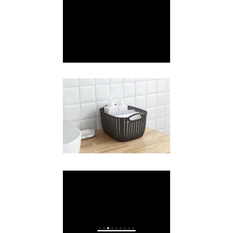 [HANG HOT] Giỏ nhựa giả đan mây đựng đồ có quai cầm/ giỏ nhựa mây Hàn Quốc