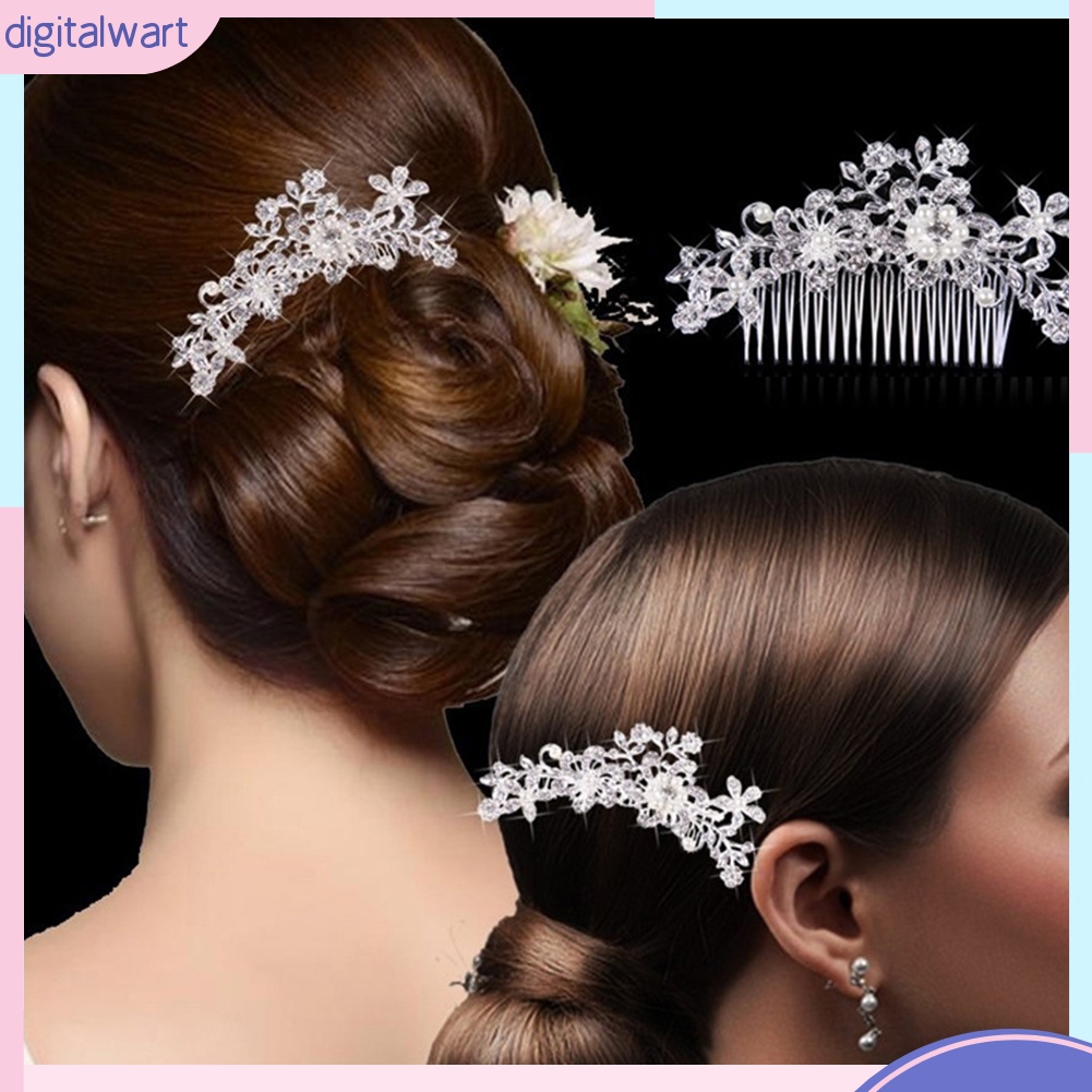 Lược Cài Tóc Hình Bông Hoa Đính Ngọc Trai Nhân Tạo Sang Trọng