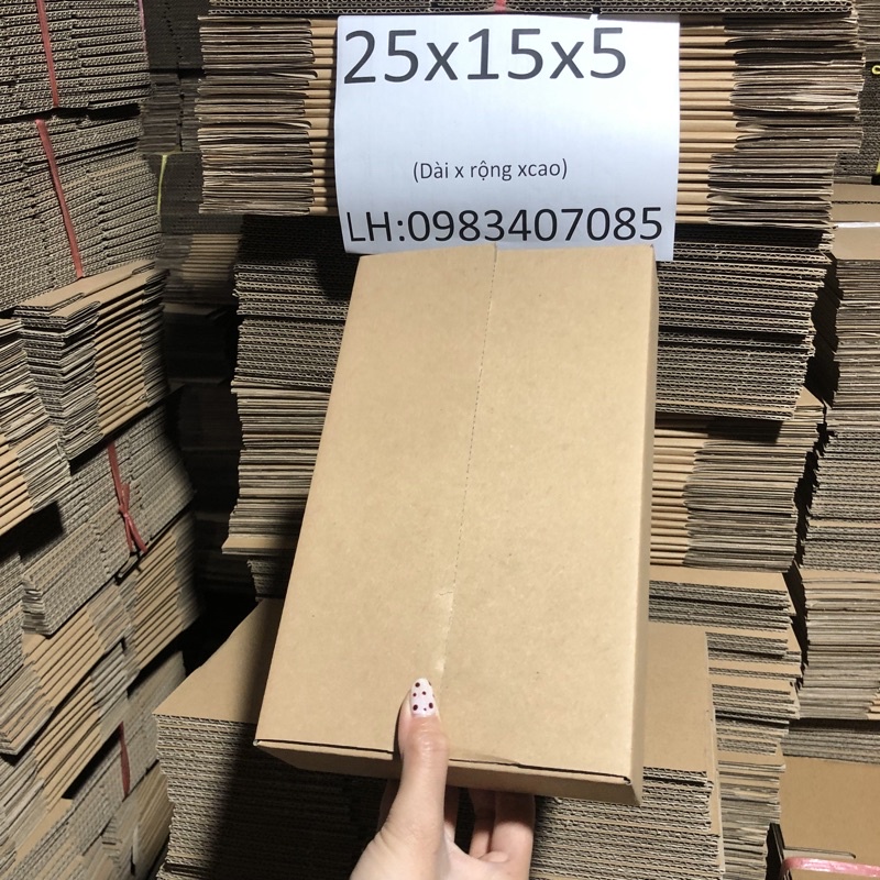 25x15x5 Hộp carton đóng hàng giá xưởng - Combo 20 hộp