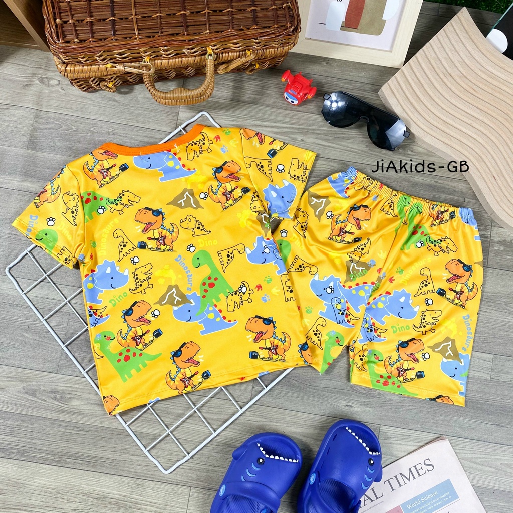 Bộ Cộc Tay VẢI 3D MINKY MOM In Hình Họa Tiết Khủng Long Oto Cho Bé TN-IN100