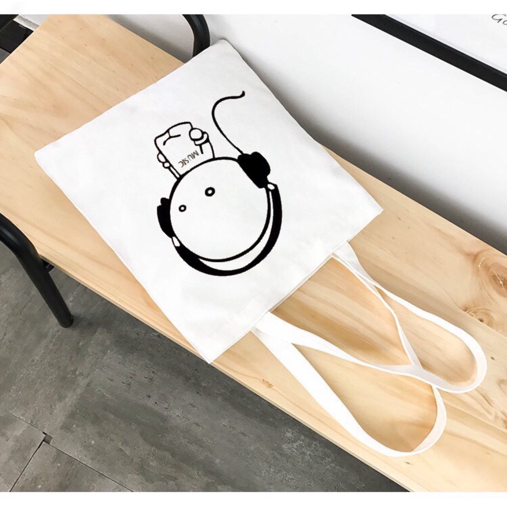 Túi tote HAZIN vải canvas ulzzang unisex đa dạng chữ có khoá miệng đi học đi chơi đựng vừa khổ a4