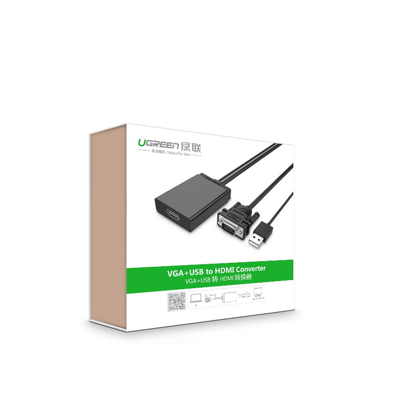 Cáp chuyển VGA to HDMI tích hợp Audio Ugreen UG-40213