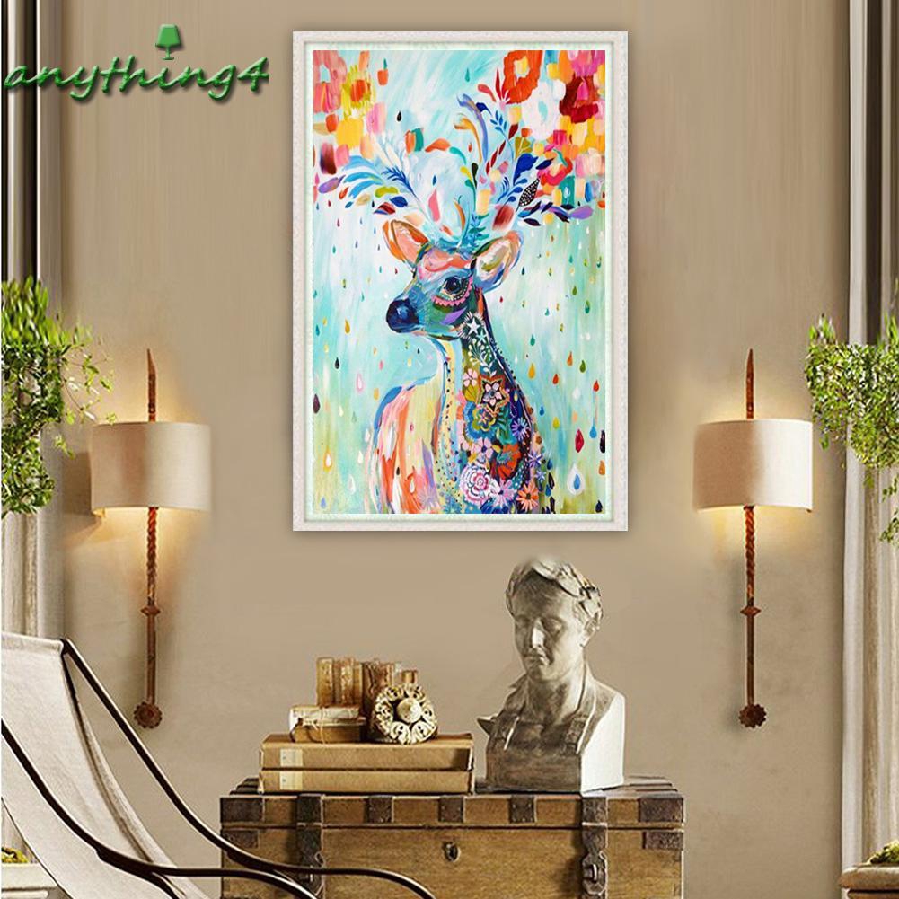 Bộ tranh thêu đính đá 5D DIY hinh hươu nhiều màu đẹp mắt
