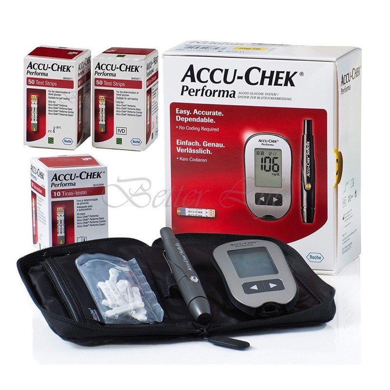 Máy Đo Đường Huyết Accu-Chek Performa Tặng Hộp Que Thử 10 Quẹh