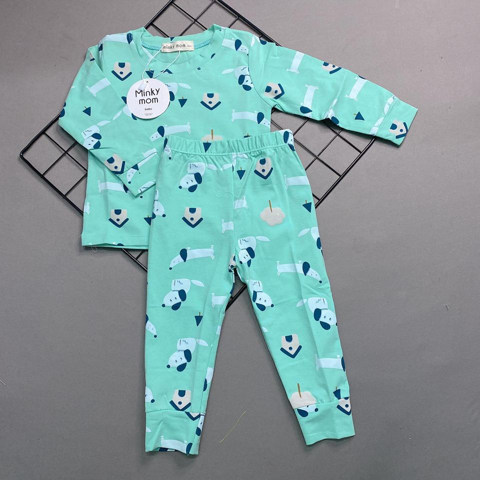 Bộ Thu Đông Cho Bé  Bộ Minky Mom Dài Tay Cho Bé Trai Bé Gái  Chất Cotton Cao Cấp Siêu Co Giãn Thấm Hút Mồ Hôi Tốt