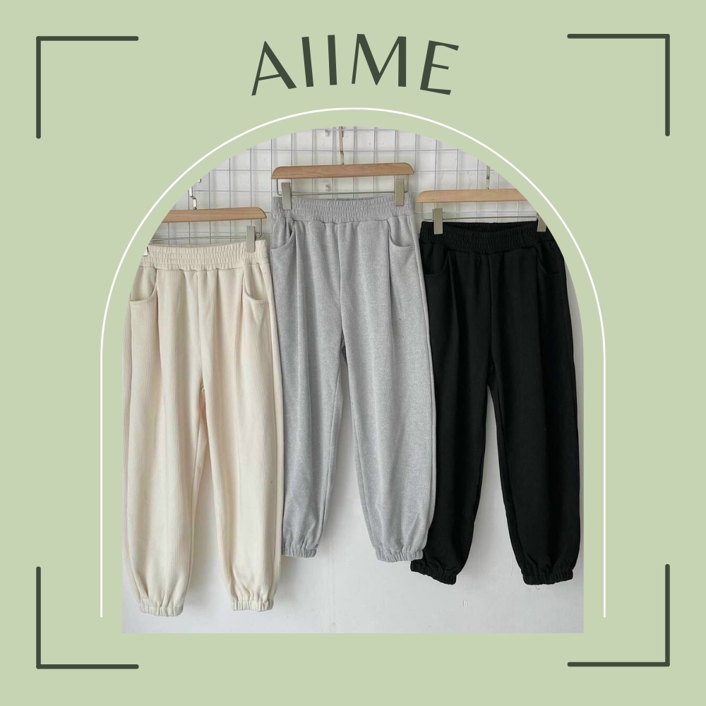 Quần jogger nữ bo gấu unisex chất len tăm/ Quần len tăm nữ bo gấu