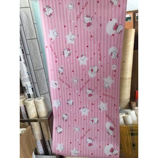 (tặng dụng cụ) combo10m giấy dán tường Hello Kitty sọc hồng