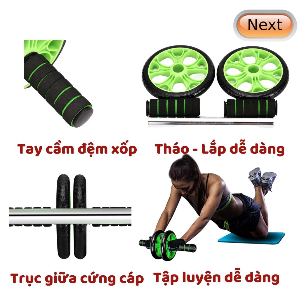 Con lăn tập bụng, dụng cụ tập cơ bụng da năng AB 2 Bánh gym thể thao thể hình cao cấp WEGO