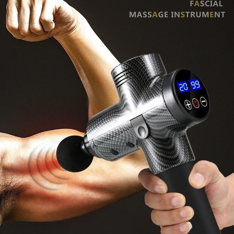 Máy massage cầm tay 6 đầu 30 cấp độ trị đau nhức toàn thân hiệu quả, súng massage kèm 6 đầu mát xa