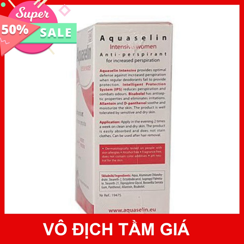 ƯU ĐÃI LỚN Aquaselin intensive women – Lăn nách nữ loại mạnh (mồ hôi nhiều) ƯU ĐÃI LỚN