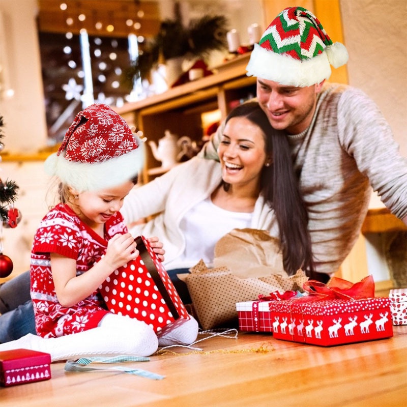 Mũ Giáng sinh giữ ấm họa tiết nhiều màu tùy chọn thời trang cho trẻ em/người lớn