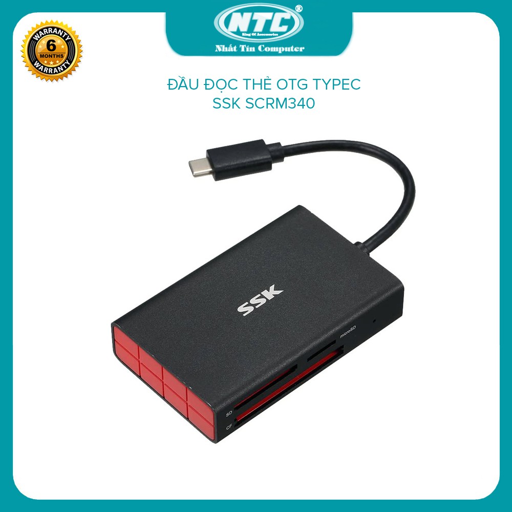 Đầu đọc thẻ nhớ typeC 3.1 SSK SCRM340 - đọc thẻ TF/SD/CF (Đen) - Nhất Tín Computer