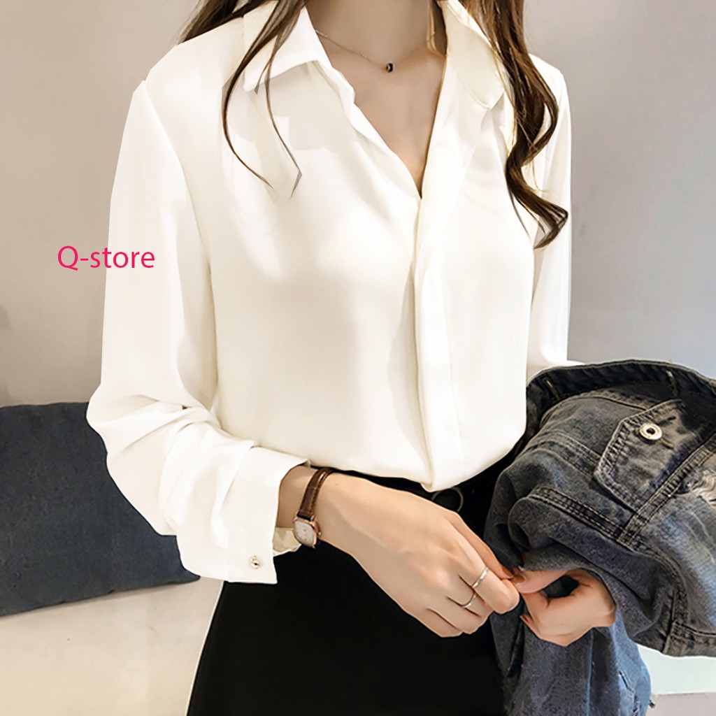 Sơ mi công sở cho nữ, chất vải dày dặn không nhăn