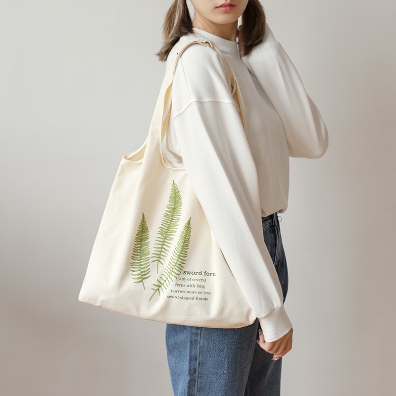 Túi Vải Canvas Đeo Vai Sức Chứa Lớn Phong Cách Hàn Quốc Thời Trang Cho Nữ