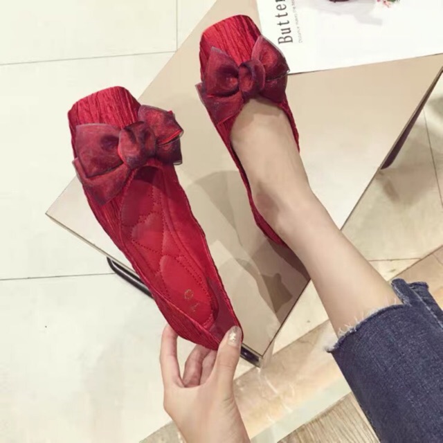 (ORDE) GIÀY BÚP BÊ MŨI VUÔNG VẢI NHÚN GẮN NƠ VOAN BIG SIZE 35-42 | BigBuy360 - bigbuy360.vn