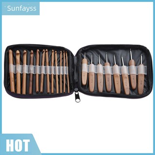 20Pcs Bamboo Crochet Hooks Knitting Weave Needles Set with Case
