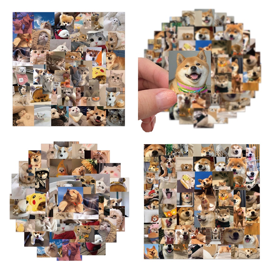 103/55/48 Miếng Dán Hình Mèo Và Chó Emoji Dễ Thương Trang Trí Điện Thoại