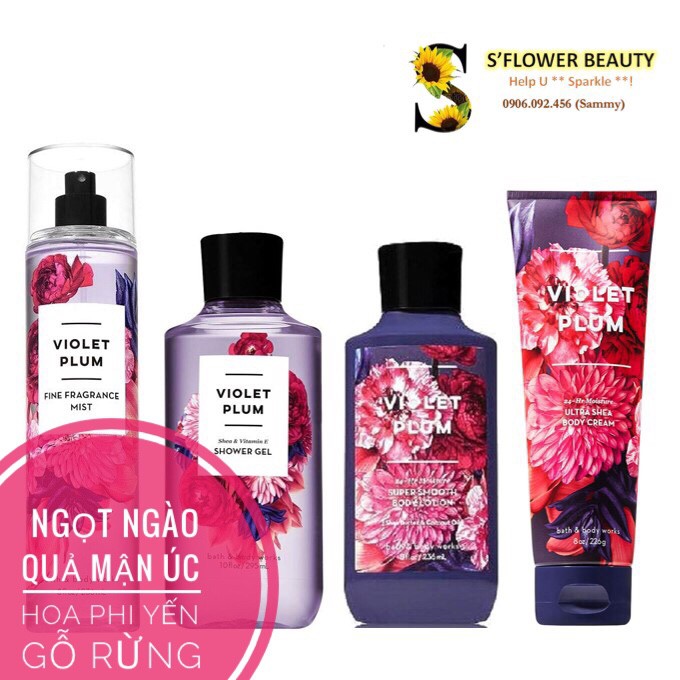 BST All Blooms | Gel Tắm Dưỡng Thể Xịt Thơm Toàn Thân Bath & Body Works | Rose | Almond Blossom | Violet Plums