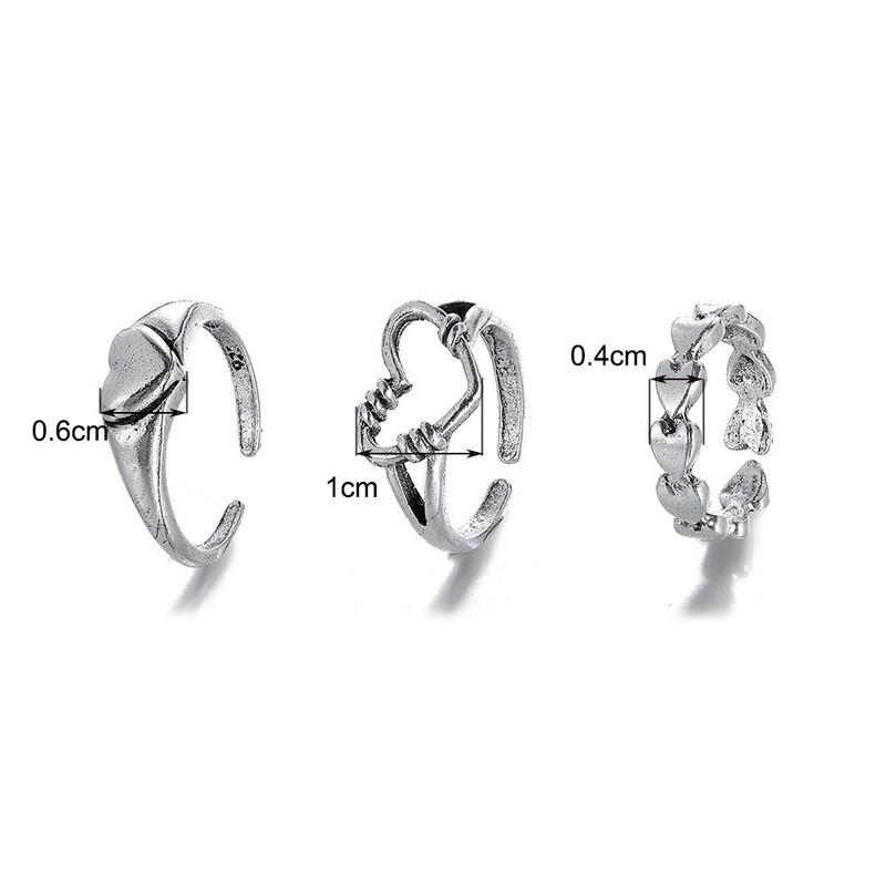 Set 3 Nhẫn Kim Loại Thời Trang Cho Nữ