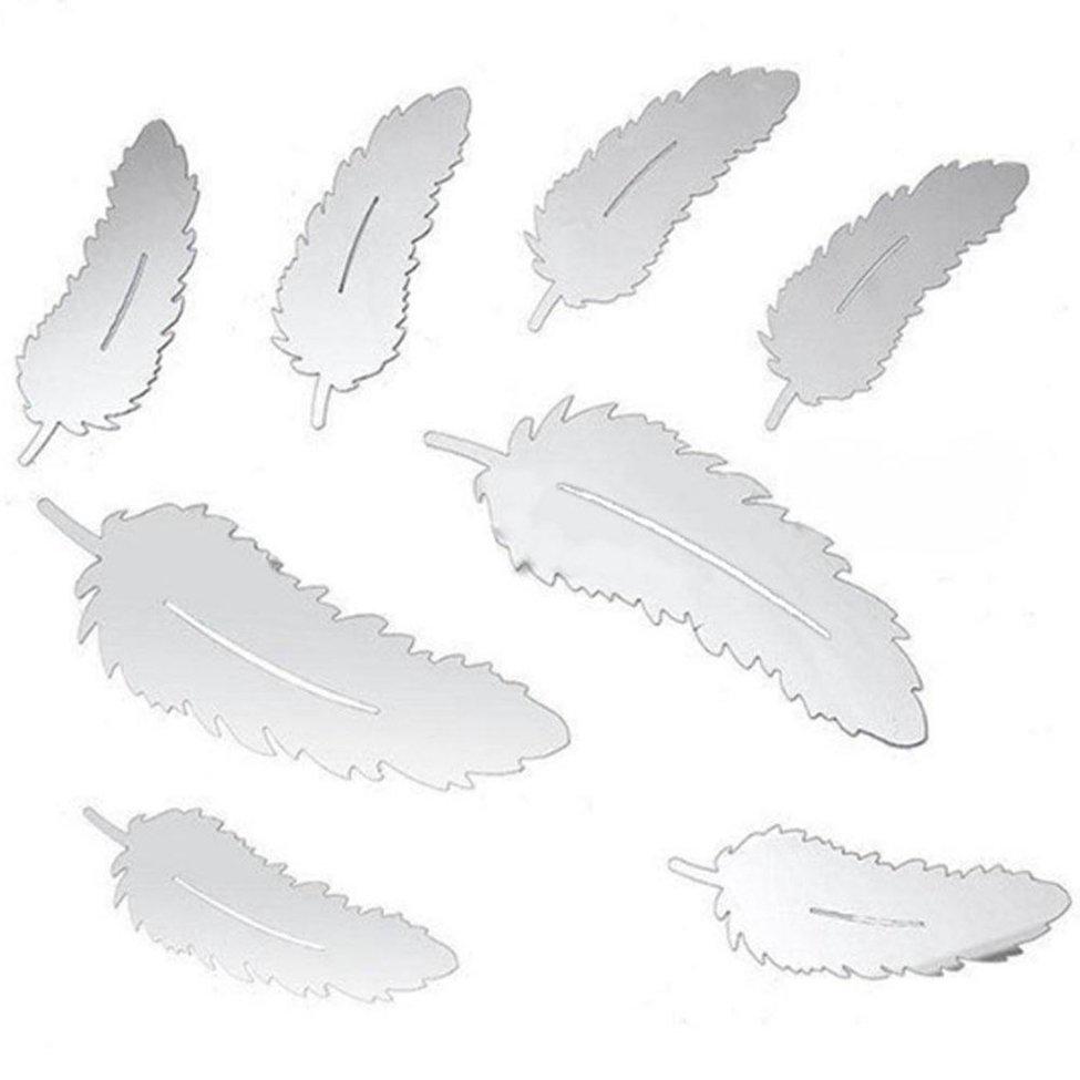 Set 8 Miếng dán tường Acrylic hiện đại 3D hình lông vũ dễ chùi rửa