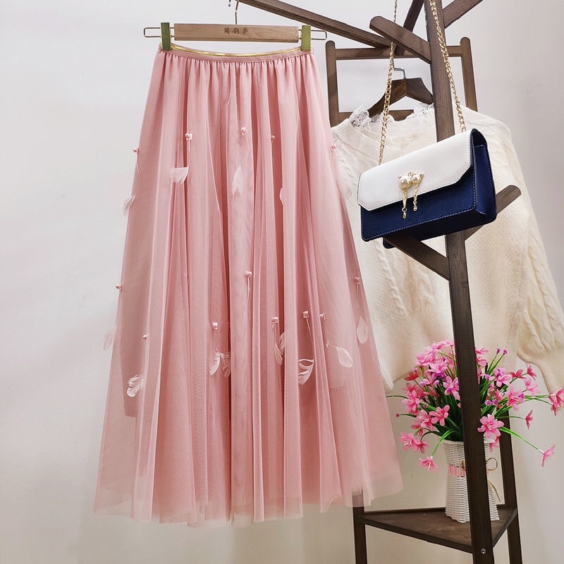 Chân váy ren mềm mại dài 82cm