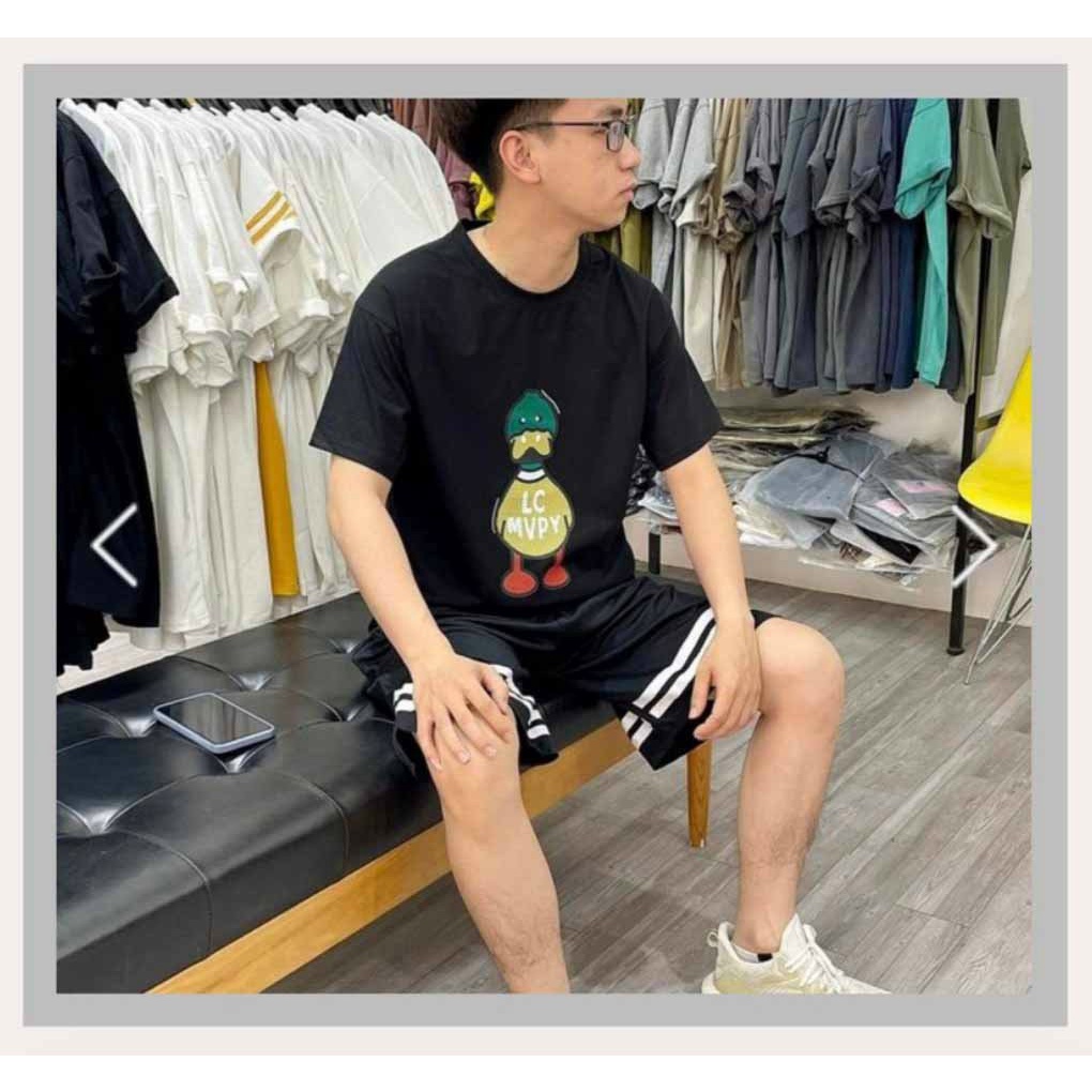 SET BỘ ĐỒ THỂ THAO NAM NỮ UNISEX TAY LỠ FORM RỘNG HOẠ TIẾT VỊT VÀNG