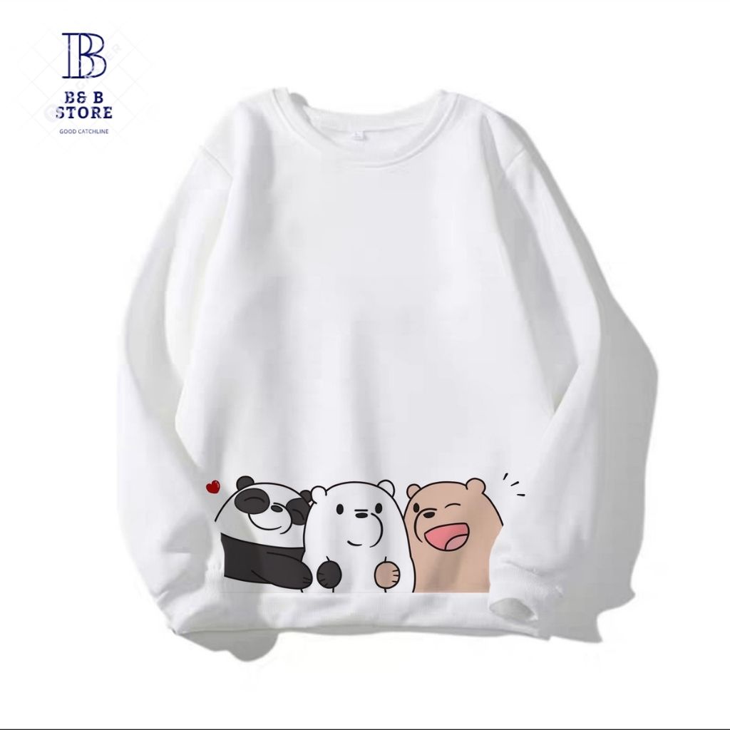 ÁO SWEATER IN BA CON GẤU ÔM NHAU CỰC ĐẸP
