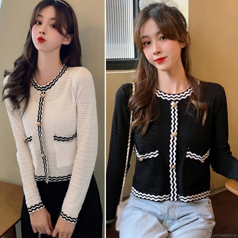 Áo cardigan tay ngắn cổ tròn kiểu dệt kim sành điệu cho nữ | BigBuy360 - bigbuy360.vn