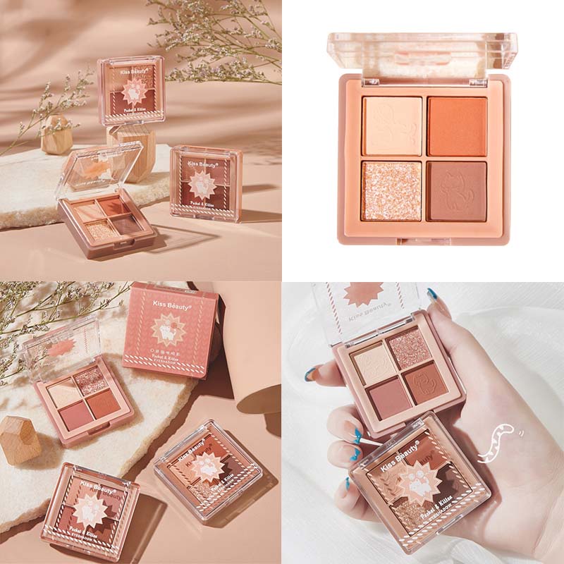Bảng Phấn Mắt Kiss Beauty 4 Màu Tông Đất Lì Và Ngọc Trai Trang Điểm Làm Đẹp Cho Học Sinh