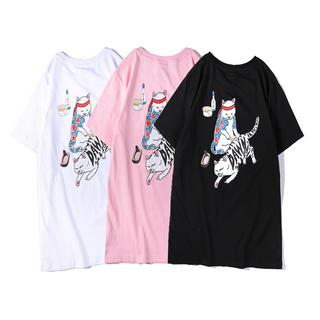 RIPNDIP Áo Thun Cotton In Hình Mèo Giơ Ngón Tay Giữa Cá Tính Cho Cặp Đôi