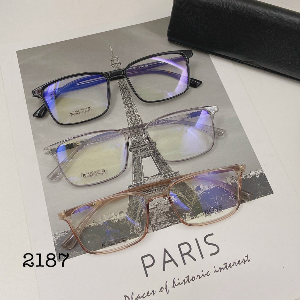 Gọng kính cận vuông EC02 phù hợp cả nam và nữ form mặt vuông, dài, góc cạnh kèm sẳn tròng 0 độ chống ánh sáng xanh | BigBuy360 - bigbuy360.vn