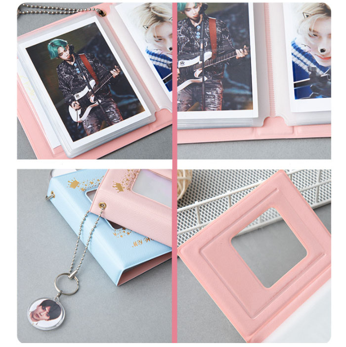 Album Ảnh 32 Ngăn 3 inch Màu Trắng Đen Hình Bò Và Ngôi Sao KPOP Giá Đỡ