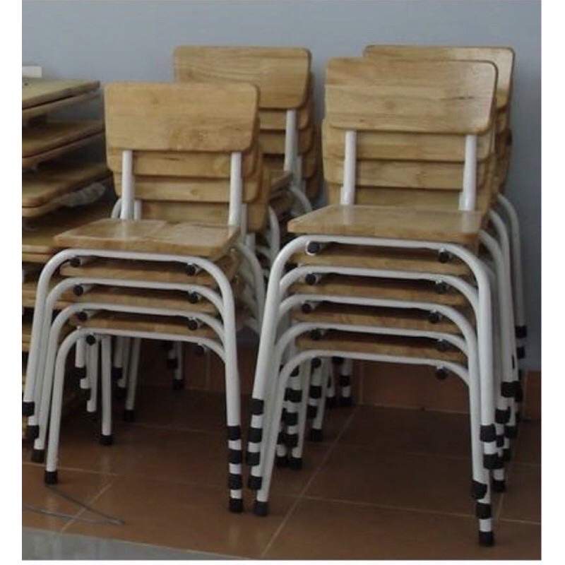 Ghế gỗ chân sắt mầm non