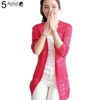 Áo khoác đan len nữ dáng dài