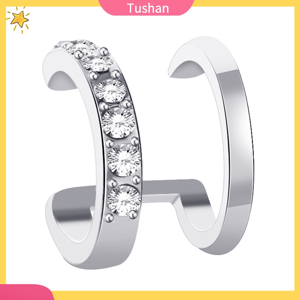 1 Khuyên Kẹp Vành Tai Chữ U Đính Đá Thời Trang