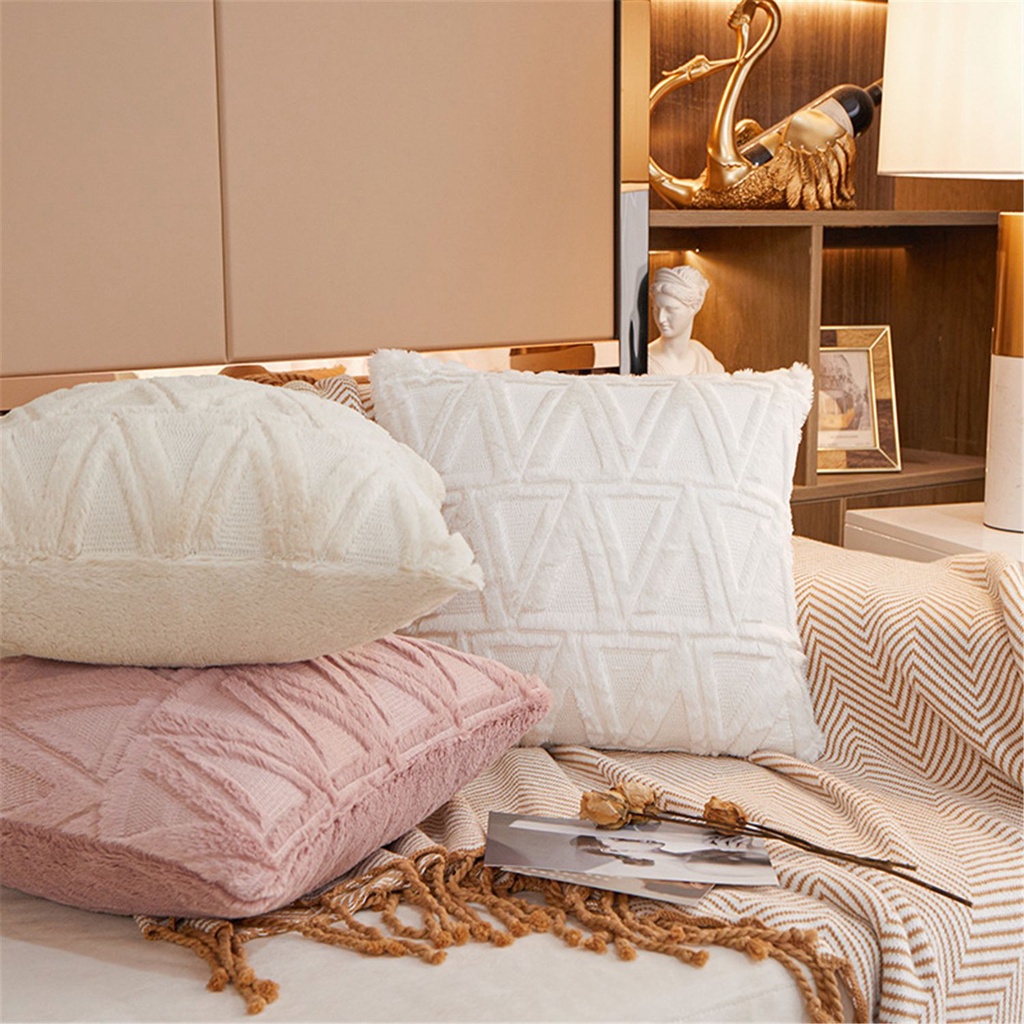 CVMAX 1pc Vỏ bọc gối sofa hình vuông phủ nhung mềm nhiều màu phong cách boho