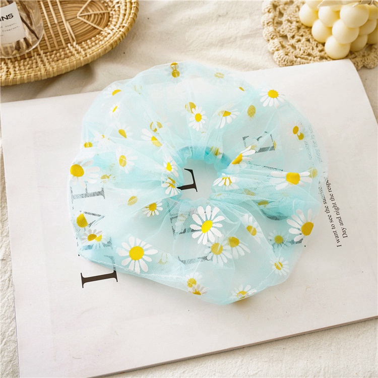 Dây Cột Tóc Cao Su Co Giãn Thêu Hình Hoa Cúc Thời Trang Hàn Quốc Cho Nữ