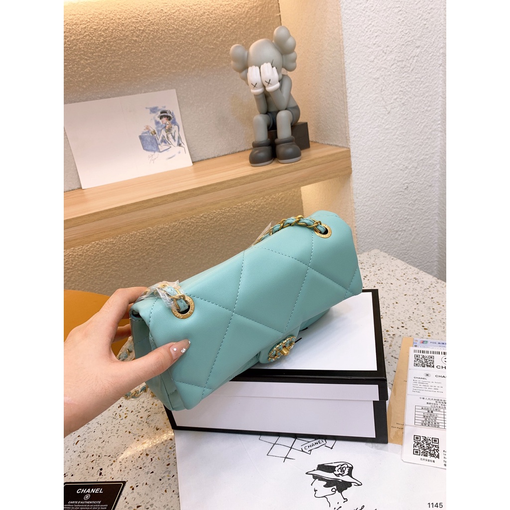 Túi Xách Denim &amp; Kim Loại Vàng 25 * 17 CM