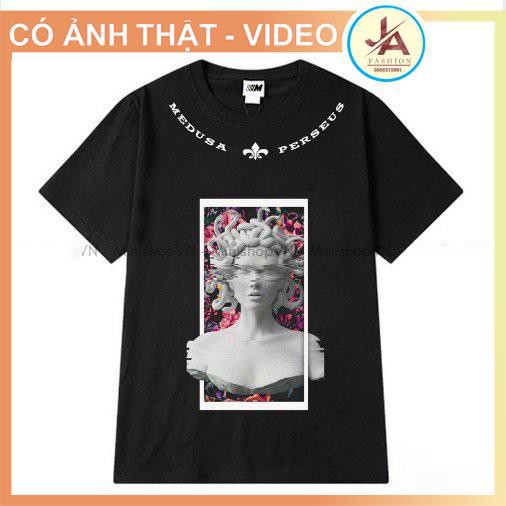 Áo thun tay lỡ tượng medusa hoa nhiều màu , áo phông unisex nam nữ JASHOP