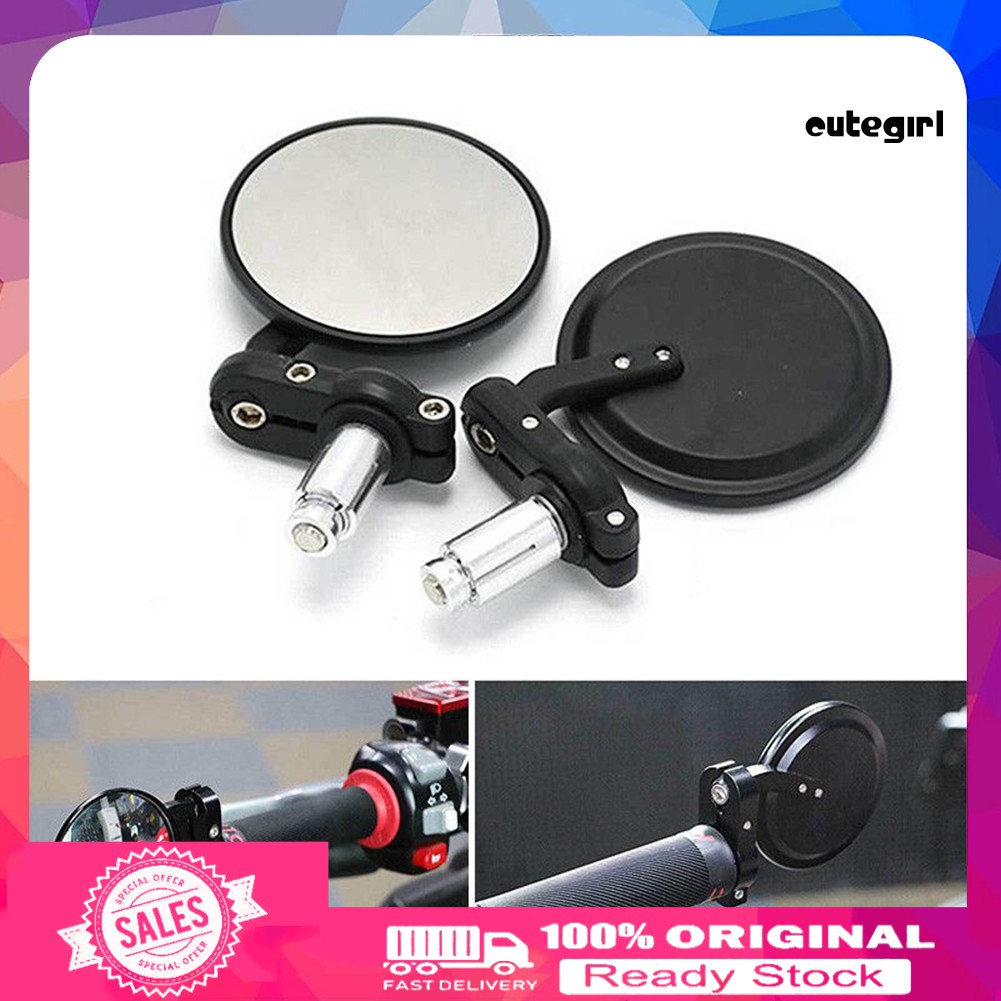 CUTE_1 Pair 7/8inch Universal Round Handlebar End Motorcycle Rearview Side Mirror