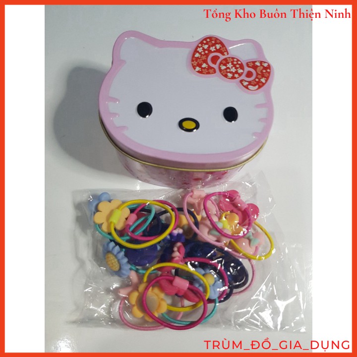 Hộp Dây, Chun Buộc Tóc Kitty 30 Dây Cho Bé Siêu Đẹp