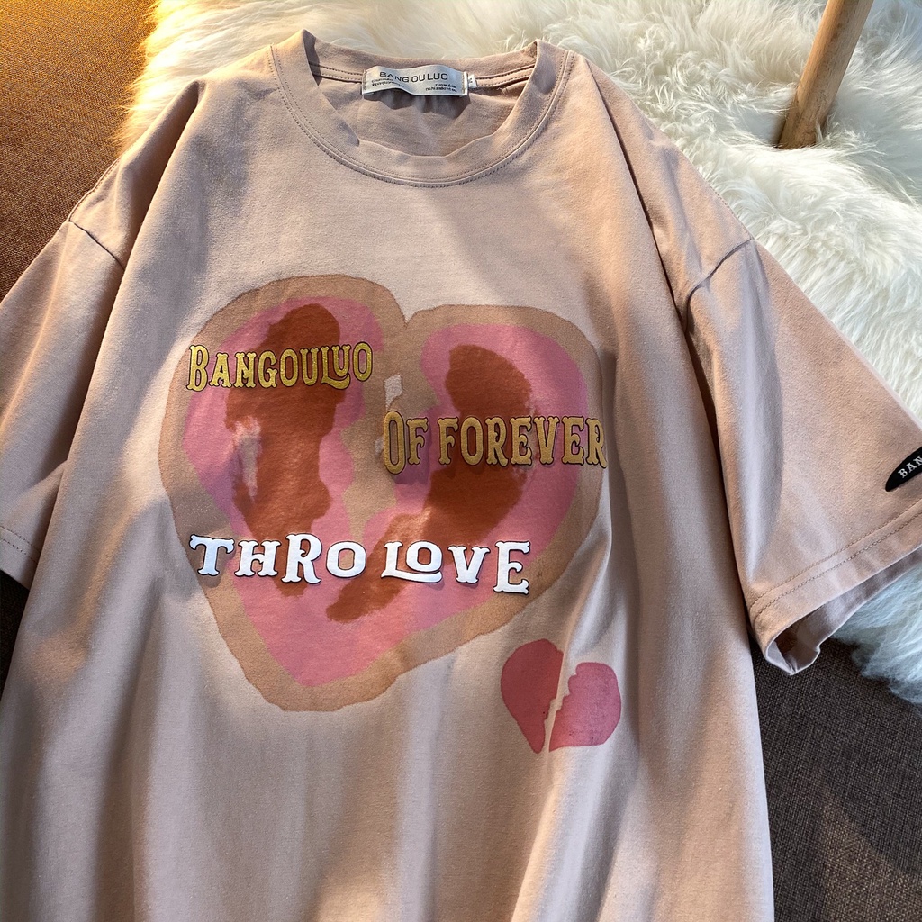 NRVP Áo Thun Mùa Hè Tay Cộc Oversize In Họa Tiết Phong Cách Hàn Quốc Cho Nam / Nữ